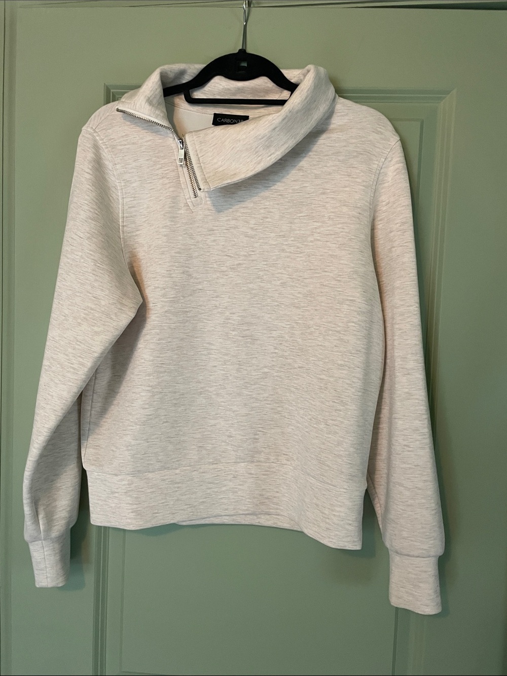 Carbon38 Interlock moonbeam asymmetrical half zip